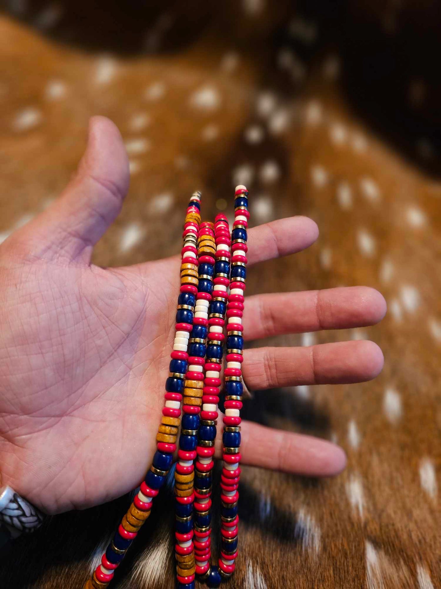 Glass, Brass, and Clay Beaded Necklace