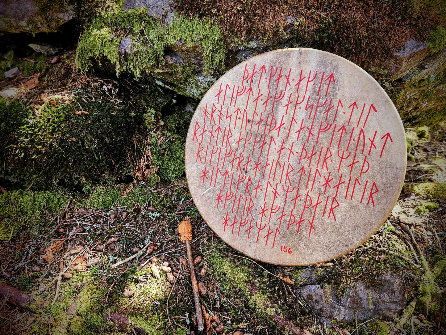 20 Inch Natural Elk Skin Drum Havamal 156