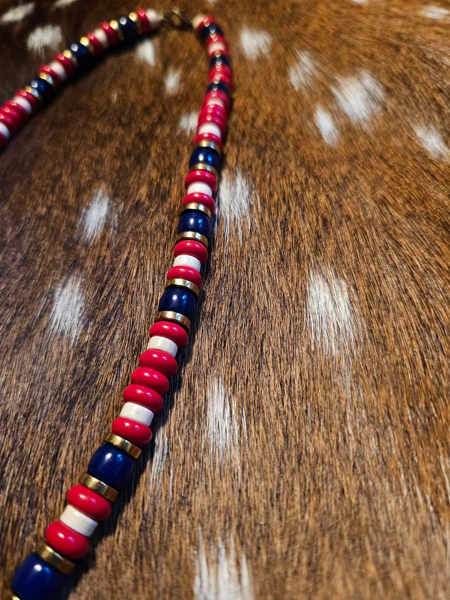 Glass, Brass, and Clay Beaded Necklace
