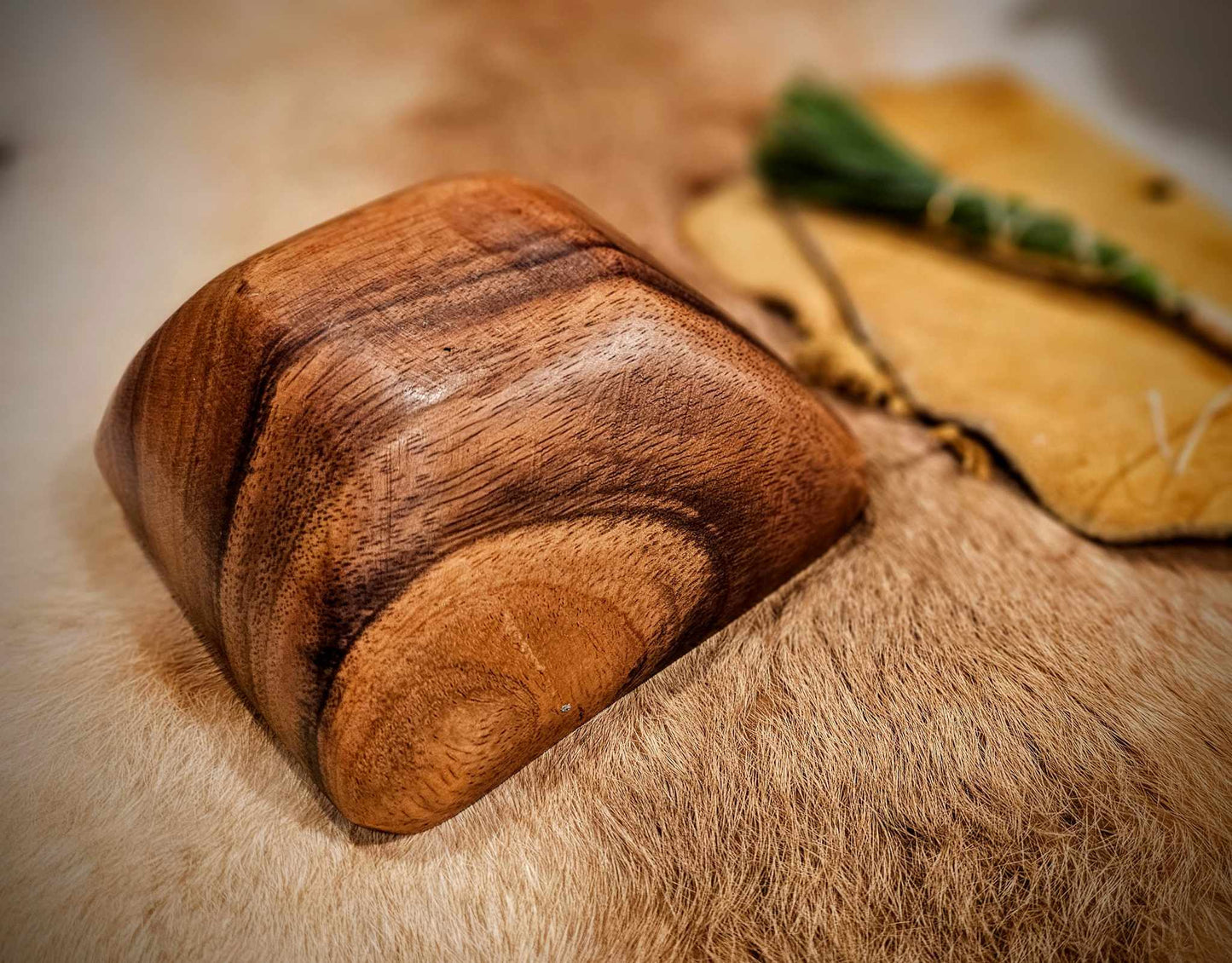Sunwheel Wood Hand Burned Square Bowl
