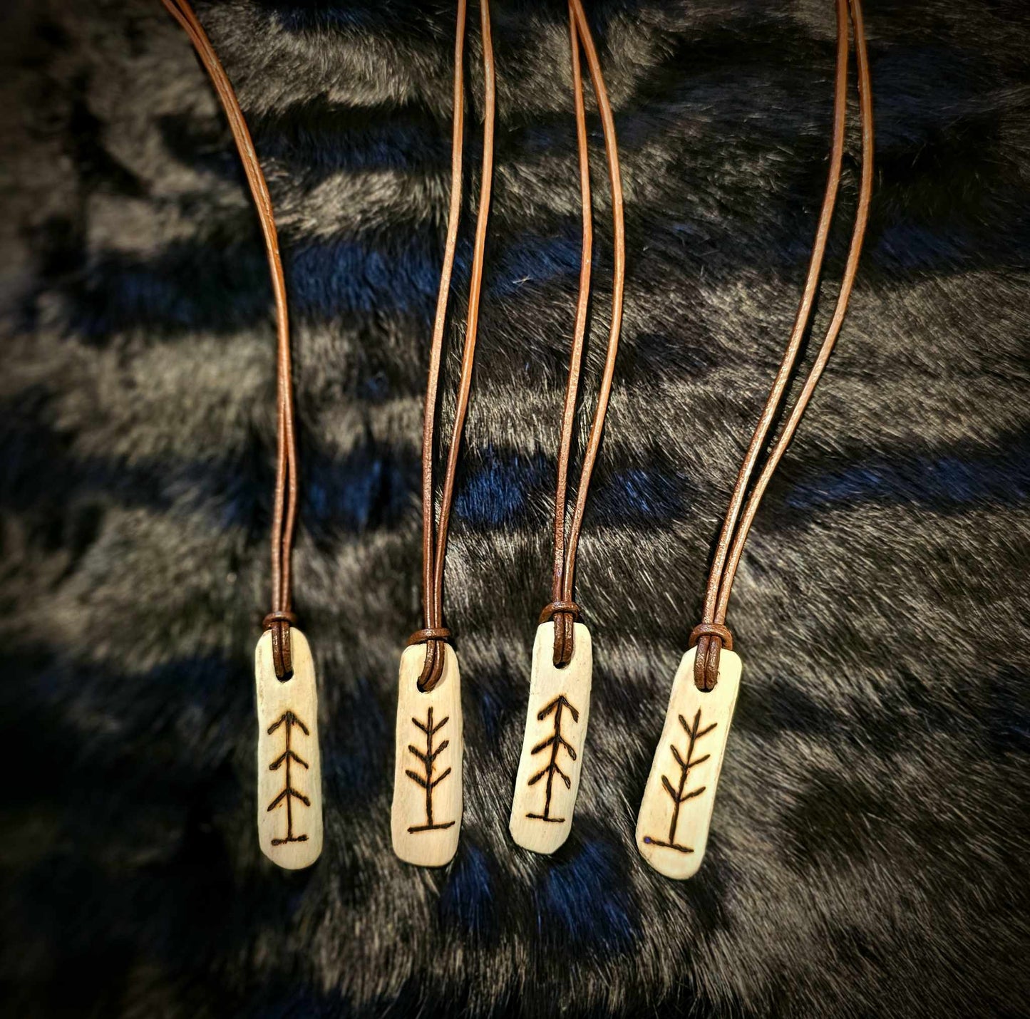 Forest Spirit Rib Bone Talisman on Leather Cord
