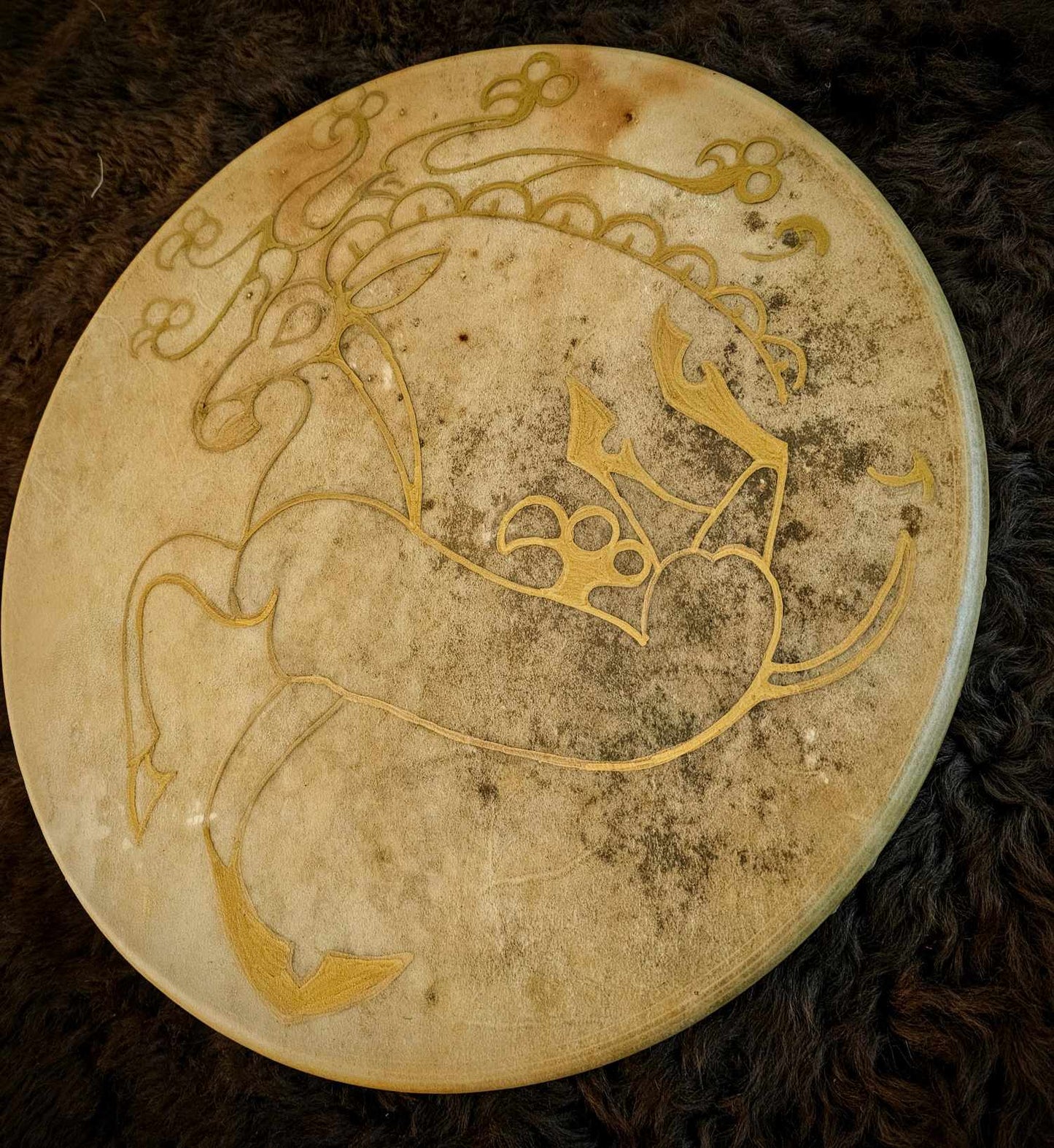 Red Stag European Hart 18 Inch Siberian Ice Princess Shaman Drum With Deer Jaw Beater