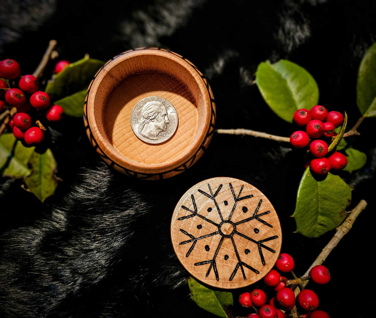 Snowflake Stave Algiz Wood Small Box