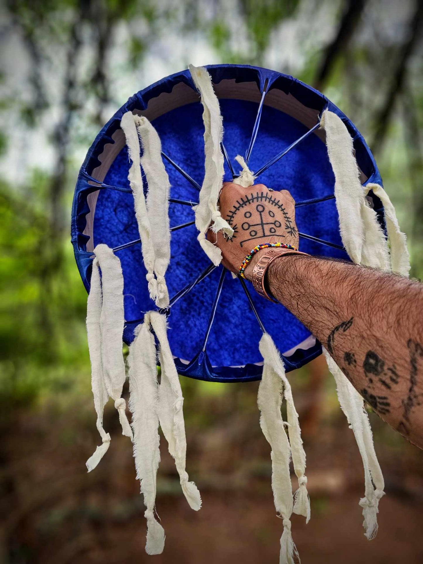 Dancing Thunder 14" Blue Deer Hide Drum