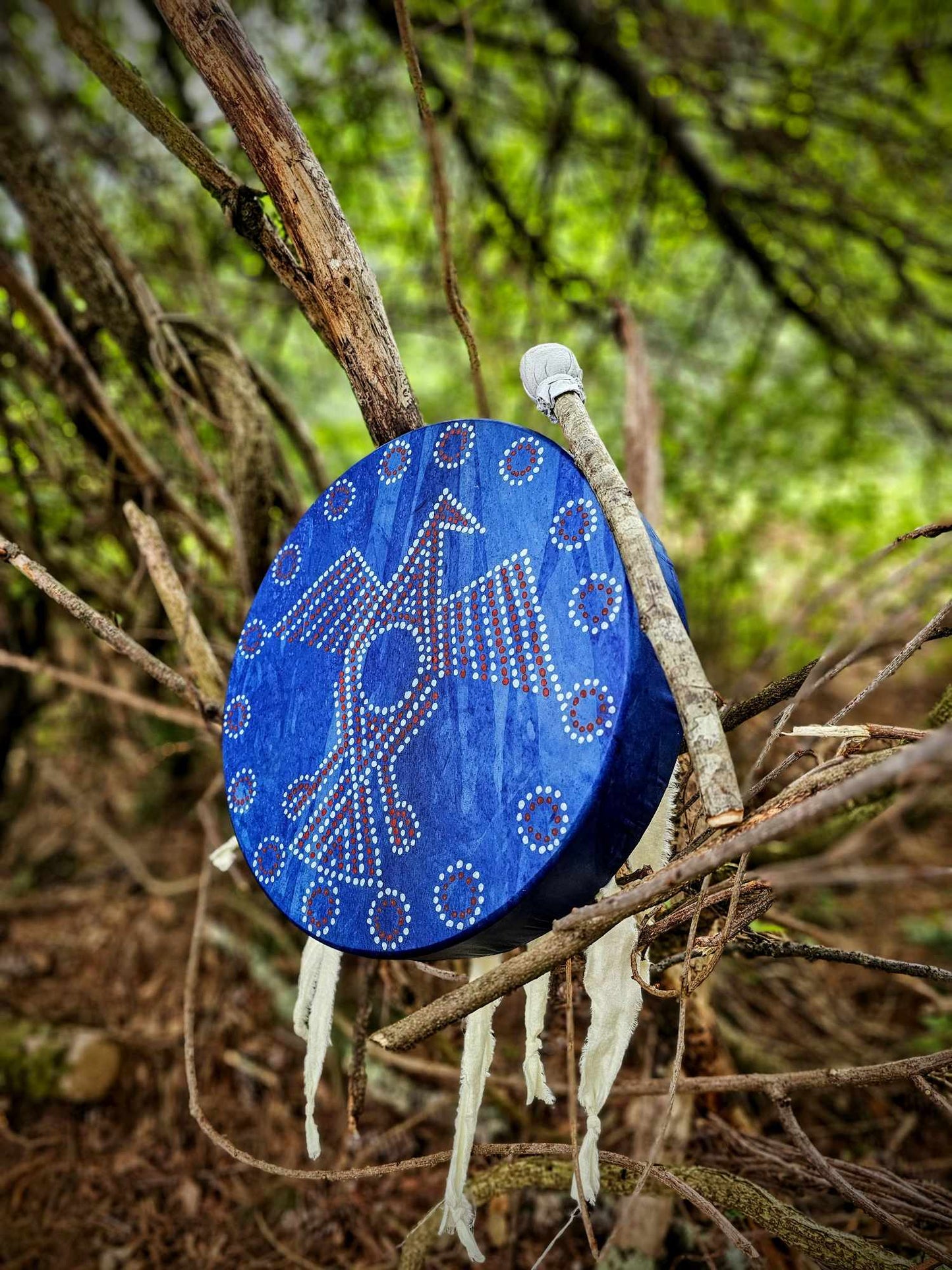 Dancing Thunder 14" Blue Deer Hide Drum