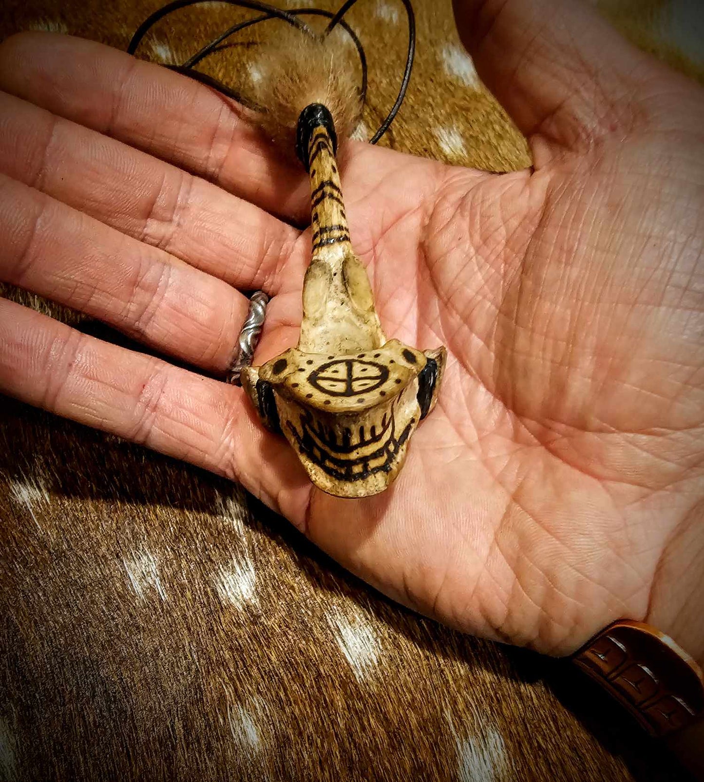 Wolf Spirit Burned Vertebra Talisman Pendant