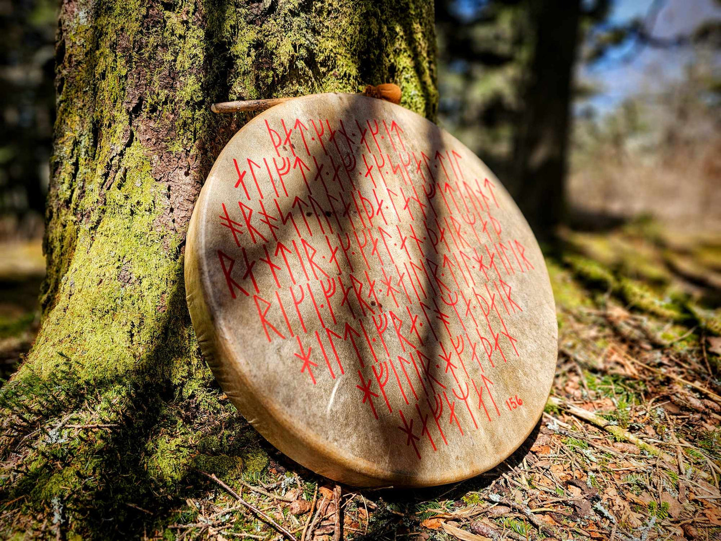 20 Inch Natural Elk Skin Drum Havamal 156