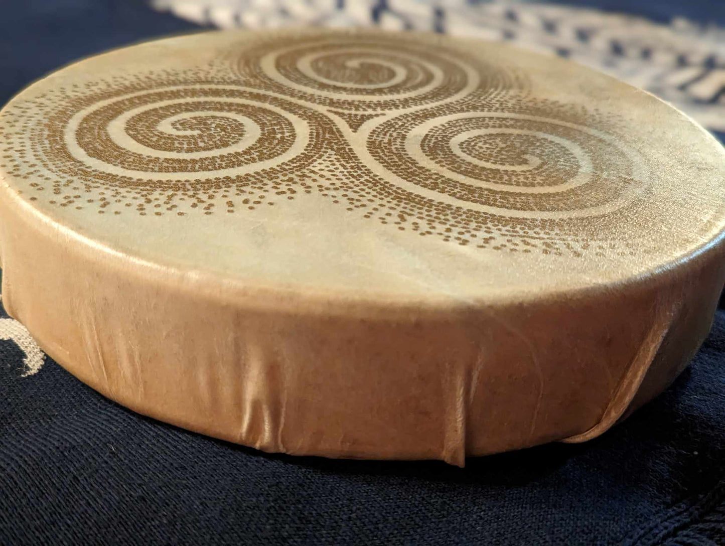 10 Inch Deer Hide Gold Triskelion Hand Drum