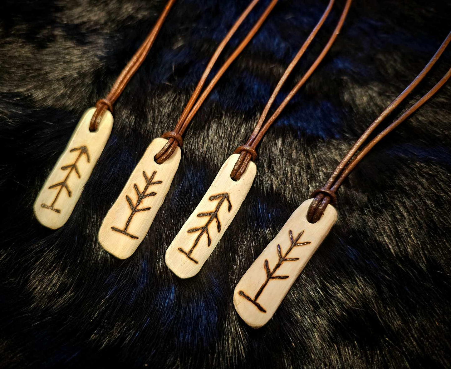 Forest Spirit Rib Bone Talisman on Leather Cord