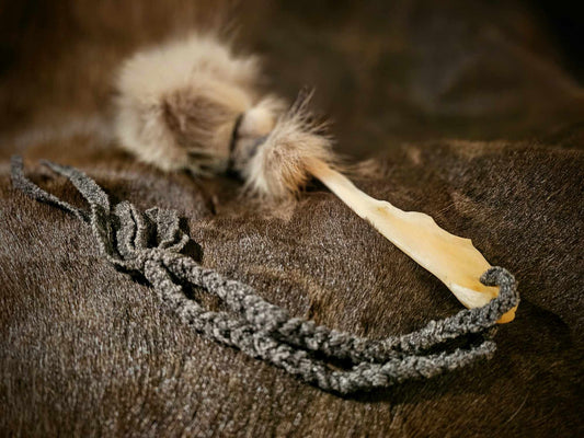 Wolf Fur and Bone Drum Beater Soft Mallet
