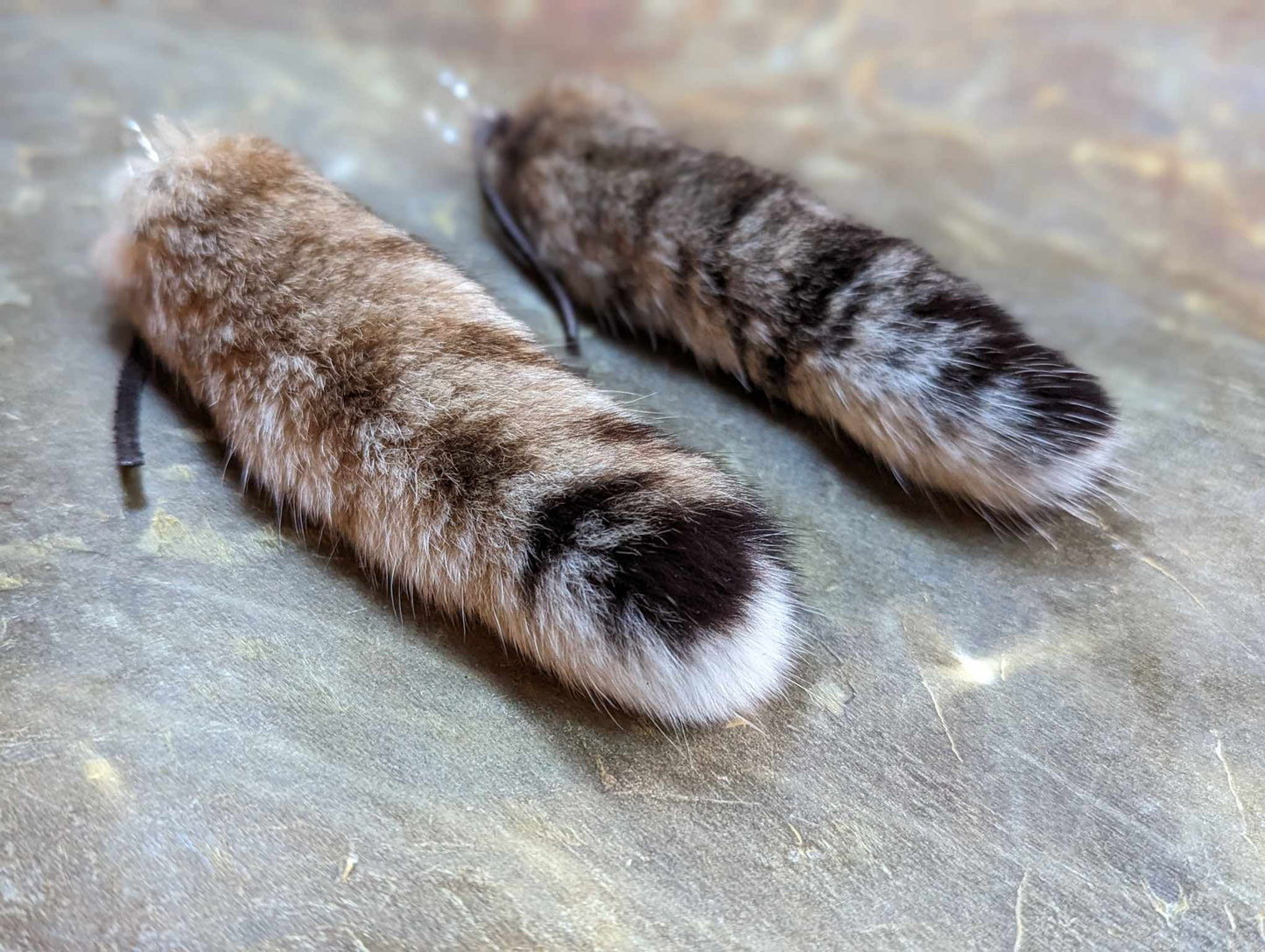 Bobcat Tail Suede Tie Hook Earrings