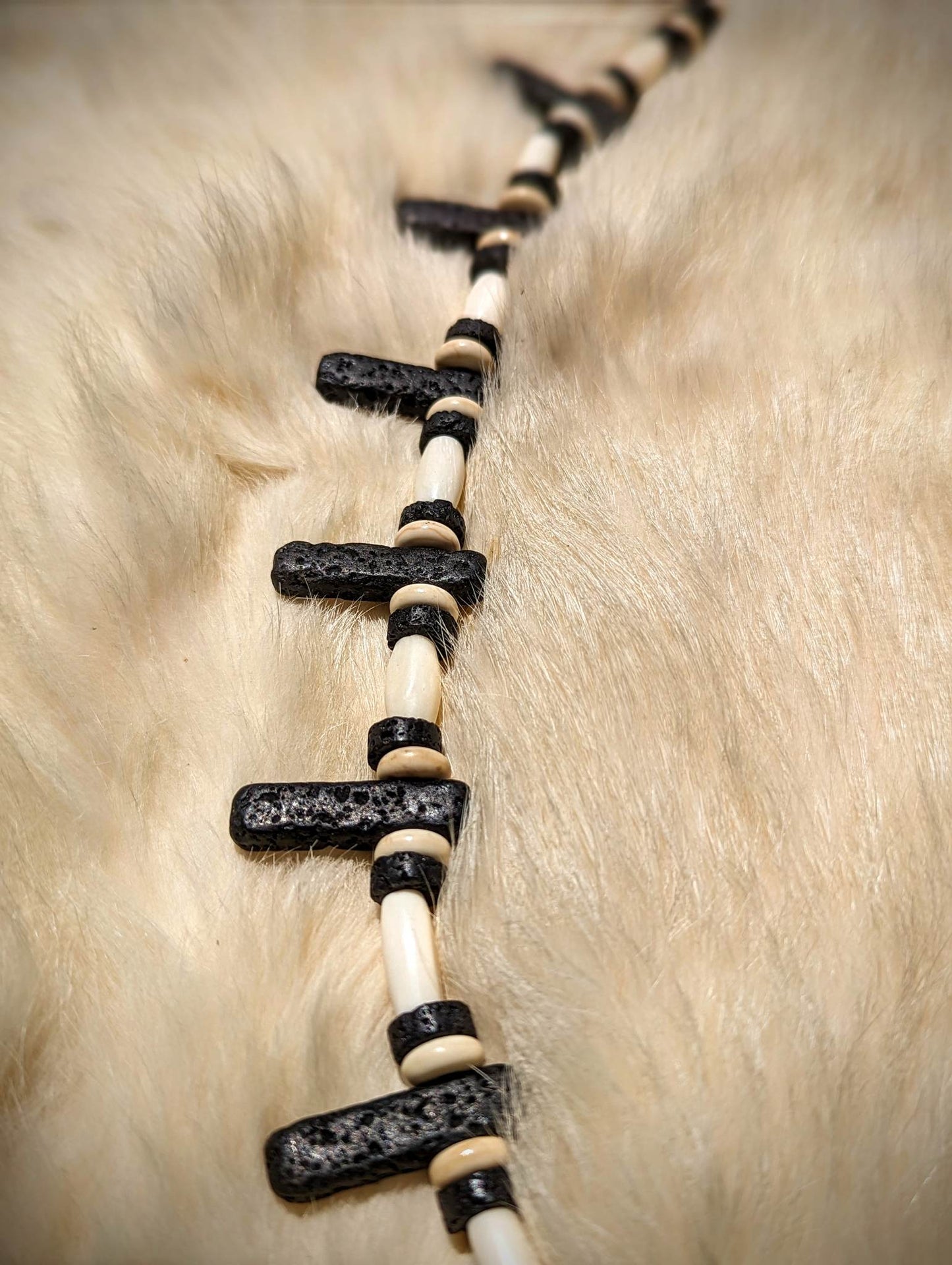 Bison Bone & Lava Bead Elk Knuckle