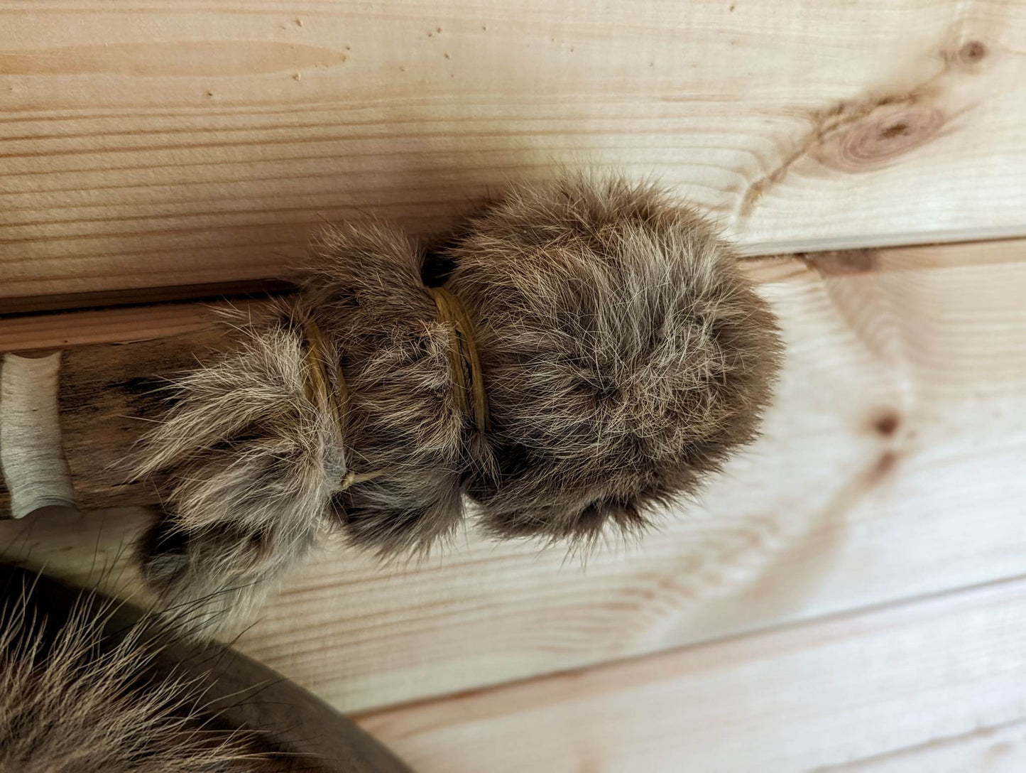 20 Inch Horse Hide Drum with Coyote Tail, and Bison Hair