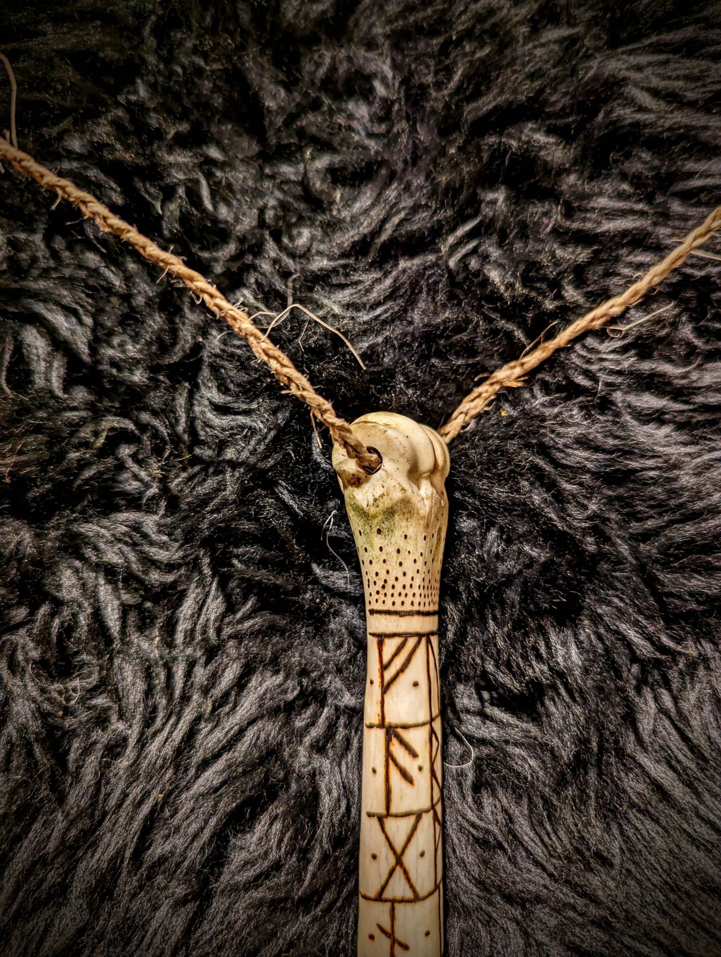 Elder Futhark Rune Bone Talisman on Braided Cord