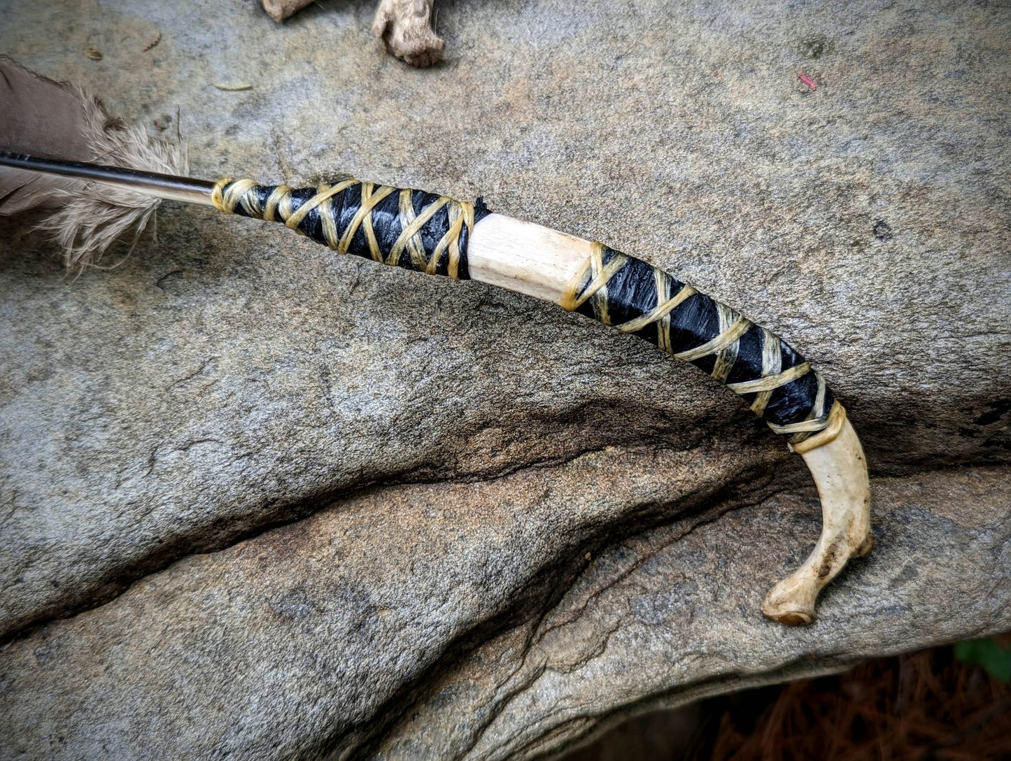 XL Barred Turkey Feather Deer Rib Smudging Smoke Fan