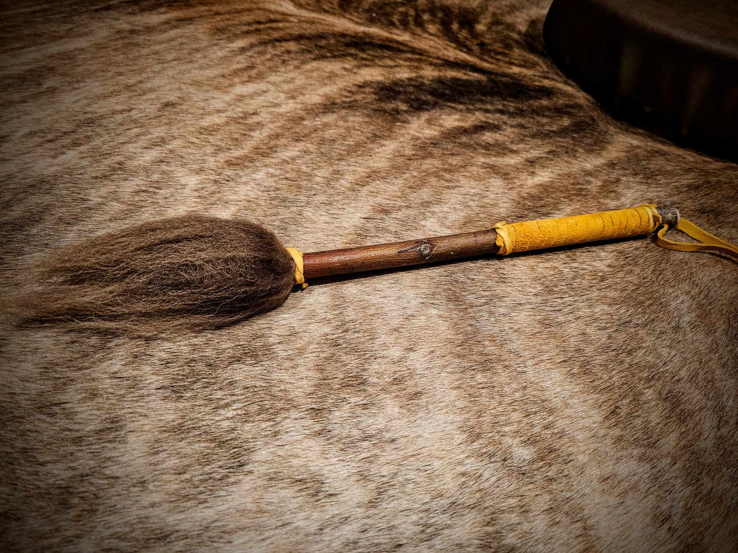 18" Bison Hide Drum With Alder Wood Bison Hair and Hide Beater