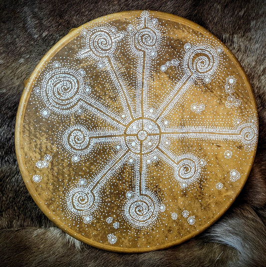 Dróttinnrúm 16 Inch Elk Hide Shaman Drum With Alder Wood Beater