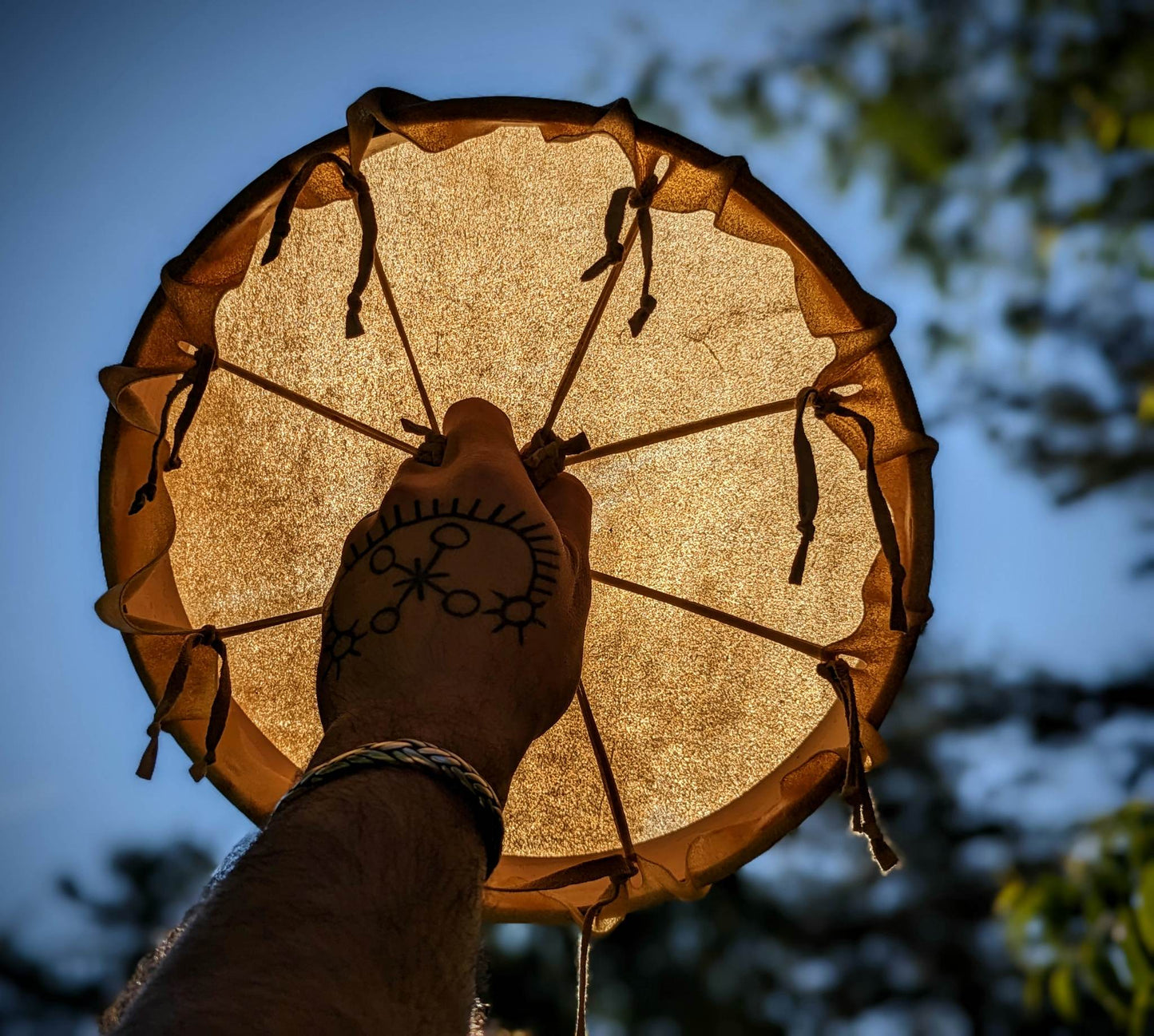 12 Inch Steer Hide Shaman Drum With Hair On Cowhide Beater