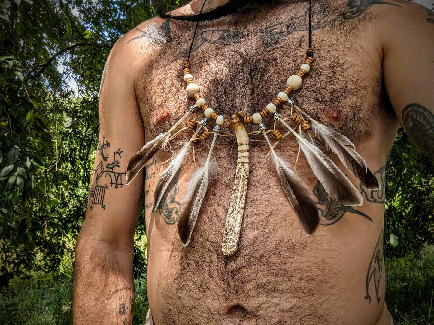 Sunwheel Arrow Feather Necklace