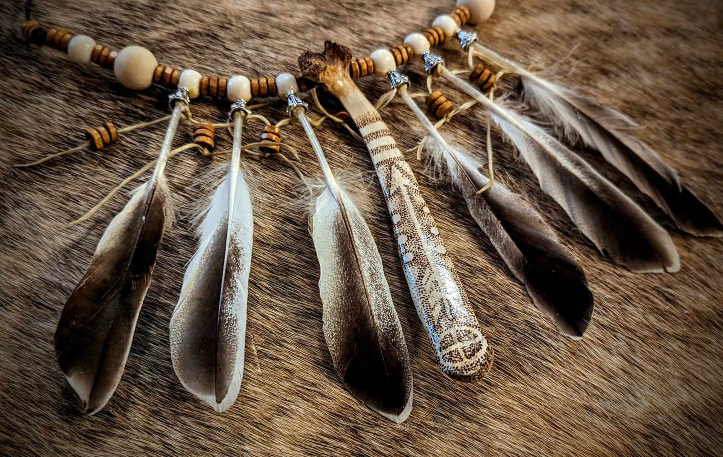 Sunwheel Arrow Feather Necklace