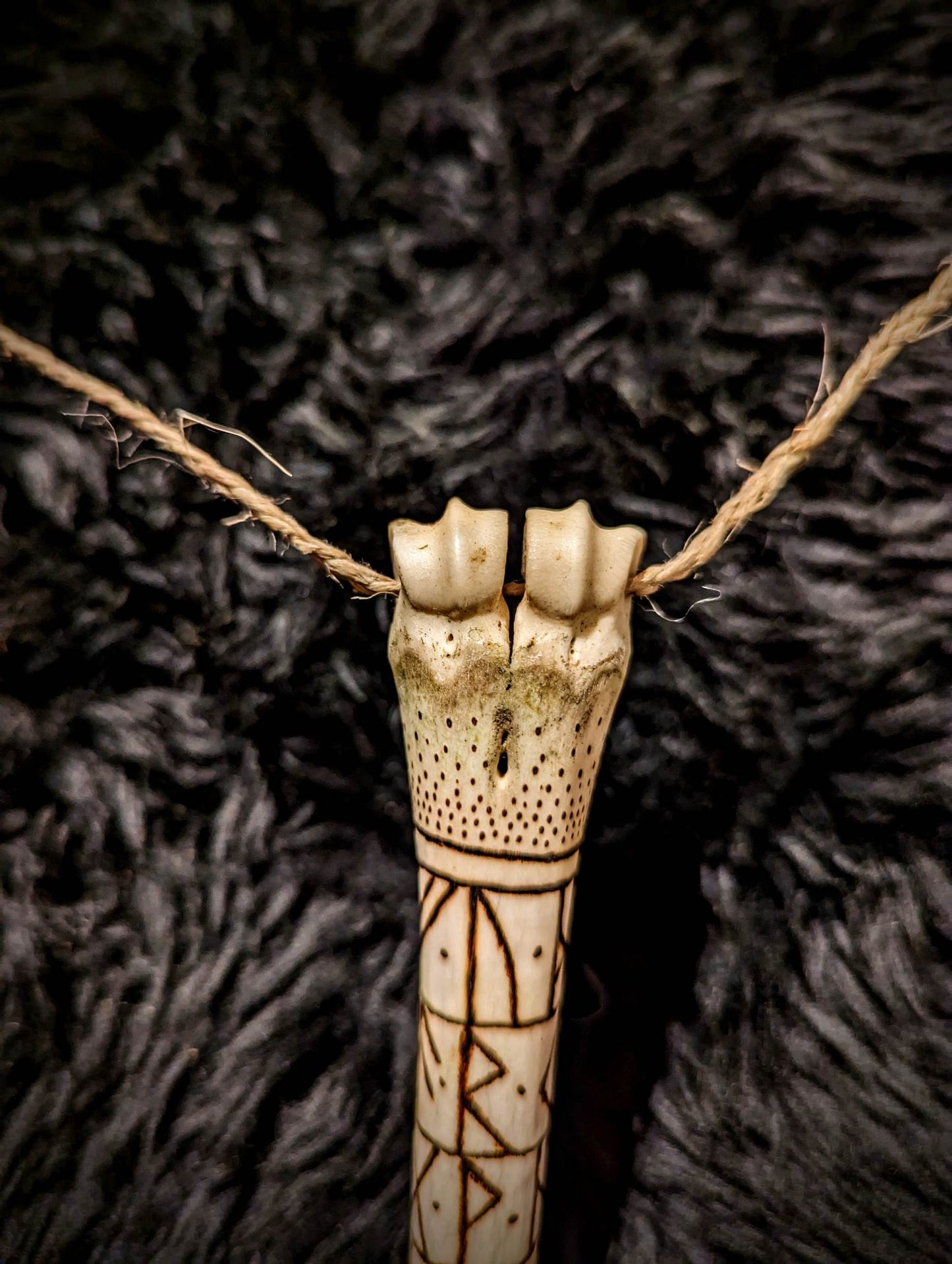 Elder Futhark Rune Bone Talisman on Braided Cord