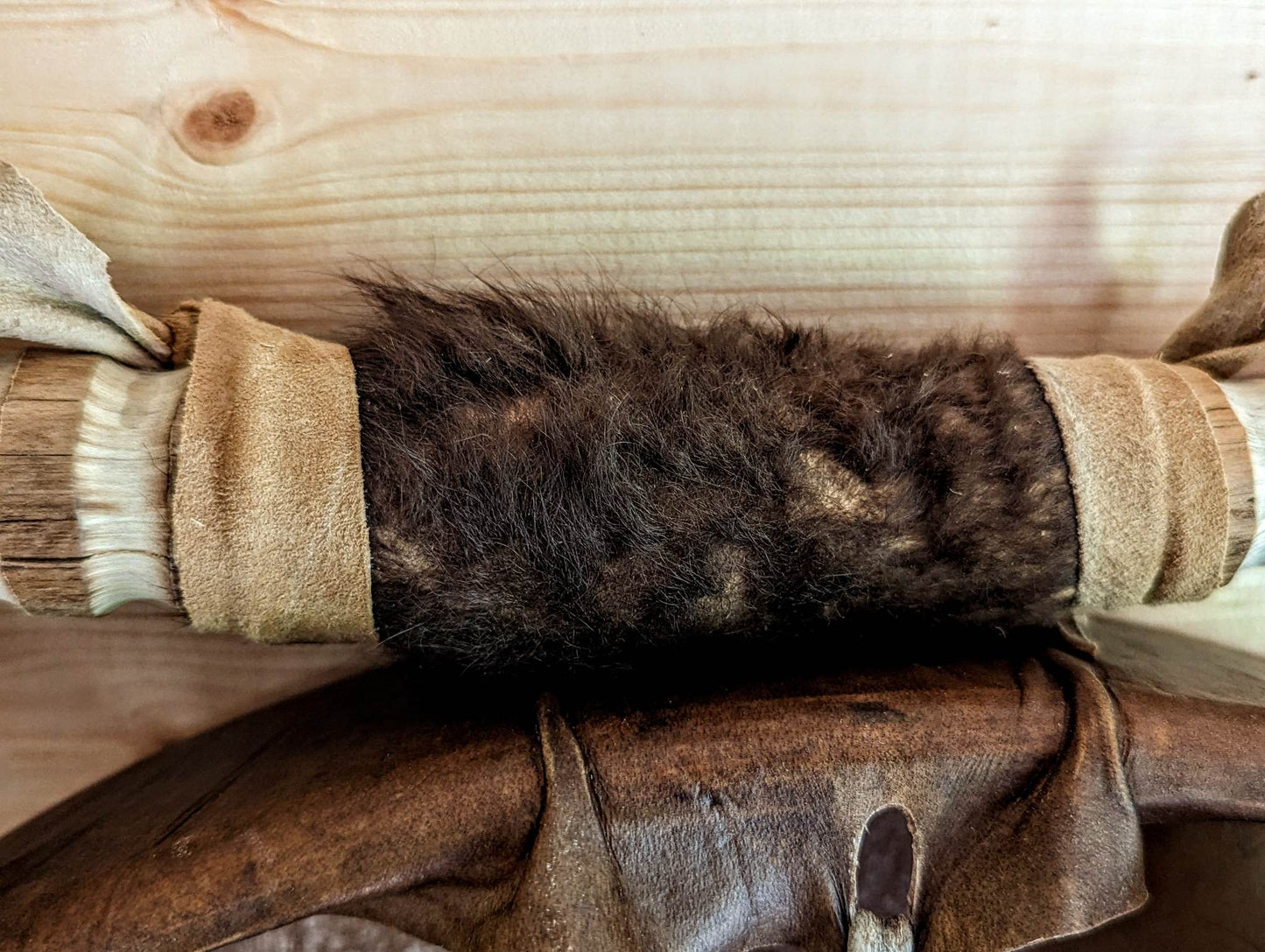 20 Inch Horse Hide Drum with Coyote Tail, and Bison Hair