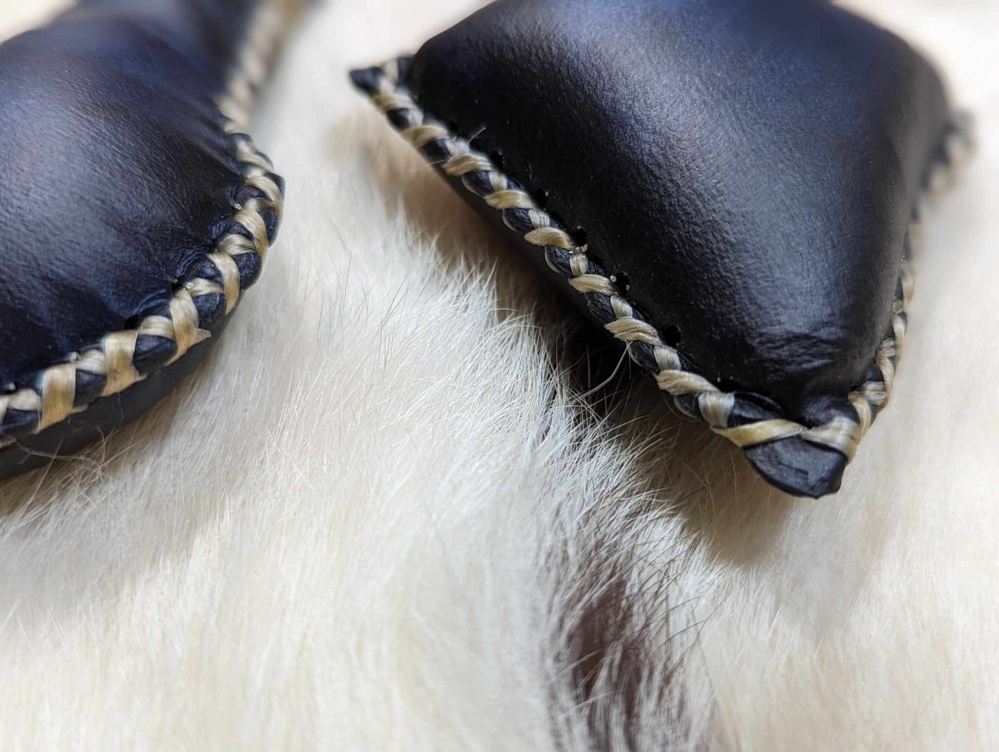 Round or Arrow Wearable Reindeer Hide Deep Blue Black Rattle Necklace | Shaman Rattle | Mini Rattle | Norse Animism
