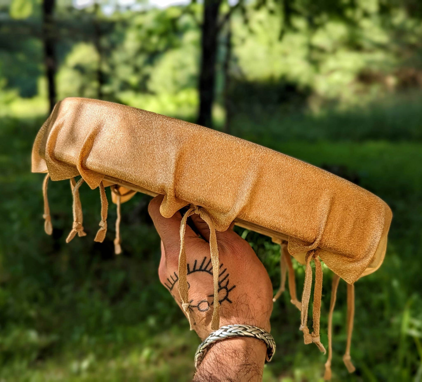 12 Inch Steer Hide Shaman Drum With Hair On Cowhide Beater