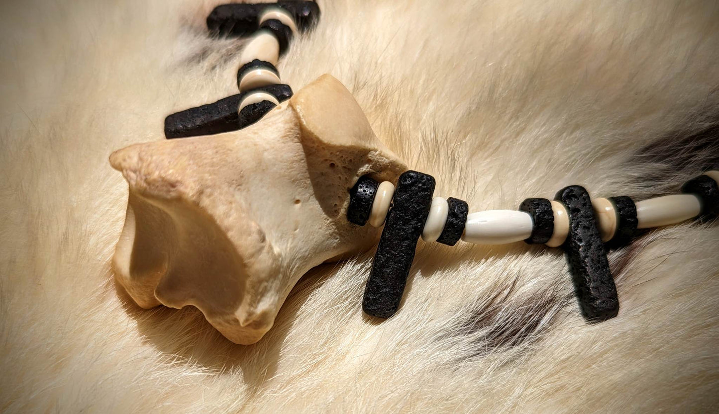 Bison Bone & Lava Bead Elk Knuckle