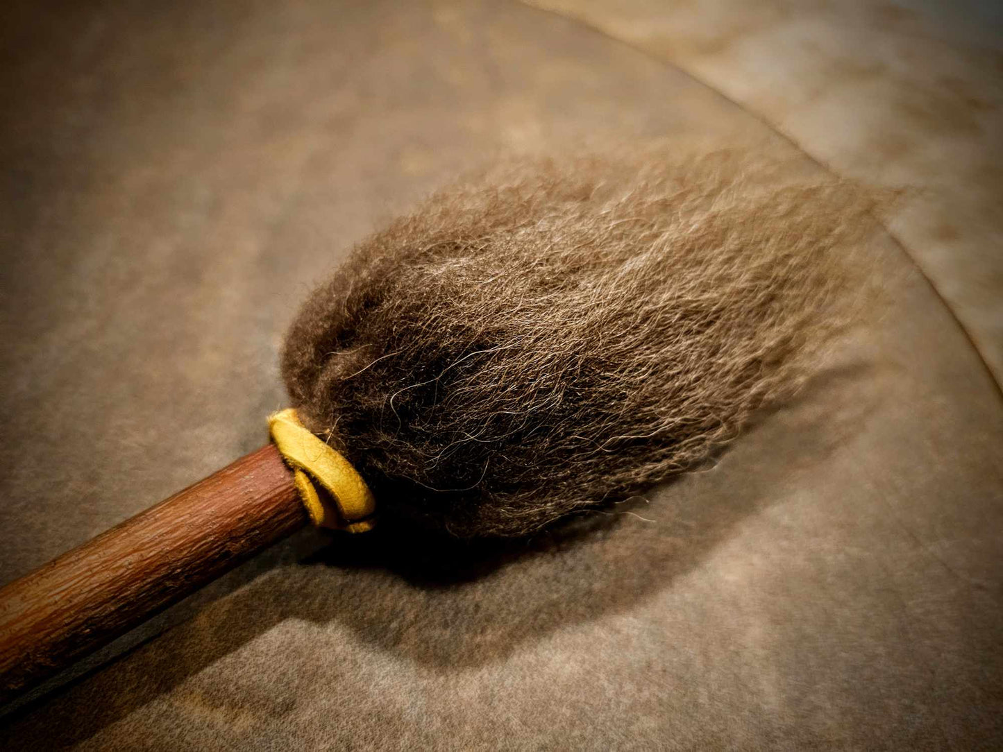 18" Bison Hide Drum With Alder Wood Bison Hair and Hide Beater