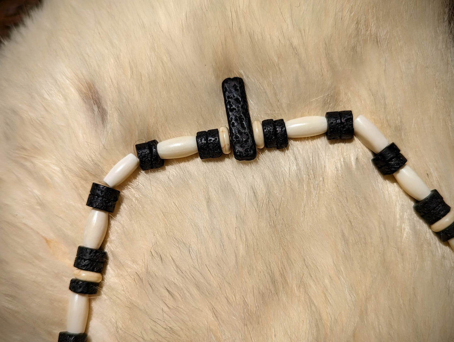 Bison Bone & Lava Bead Elk Knuckle