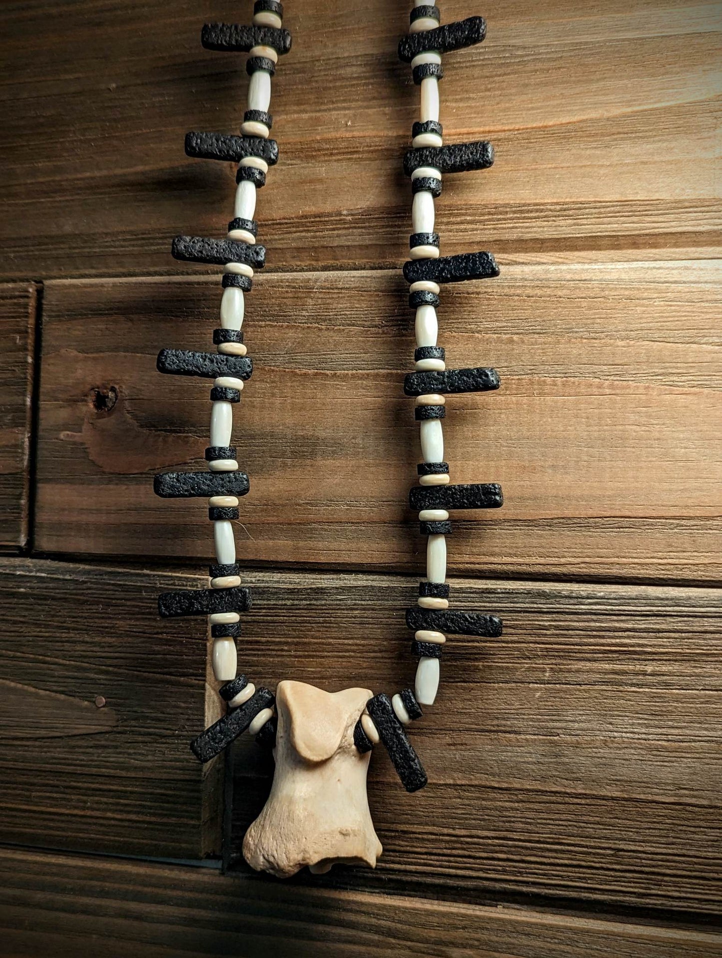 Bison Bone & Lava Bead Elk Knuckle