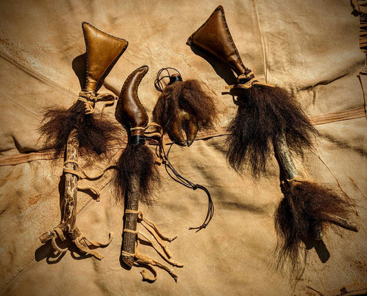 Bison Hide Rattle Bison Hair Buffalo Shaman Rattle