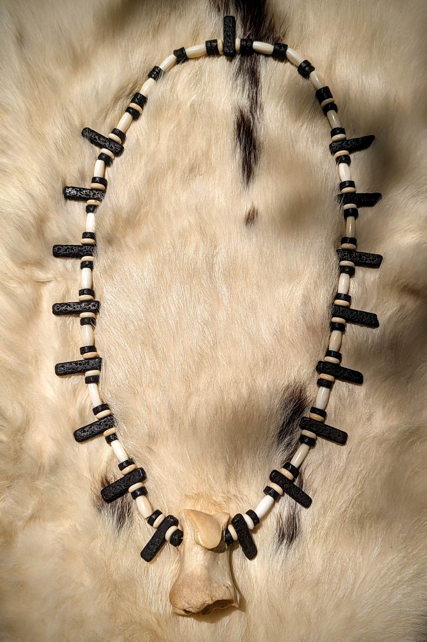 Bison Bone & Lava Bead Elk Knuckle