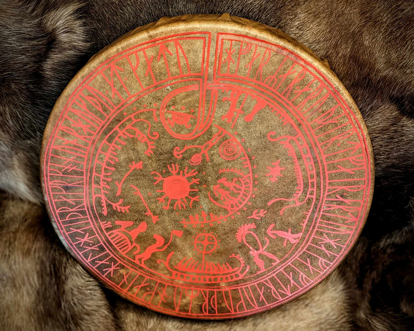 20" Ehwaz Horse Hide Drum | Elder Futhark Rune Drum