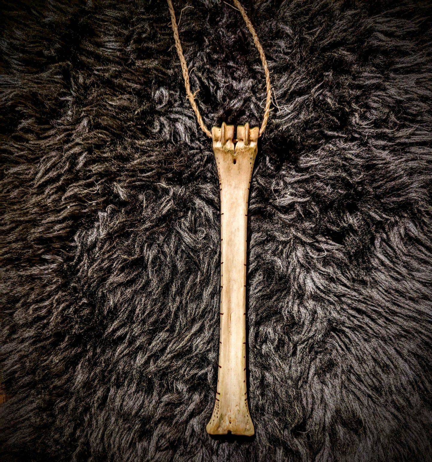 Elder Futhark Rune Bone Talisman on Braided Cord