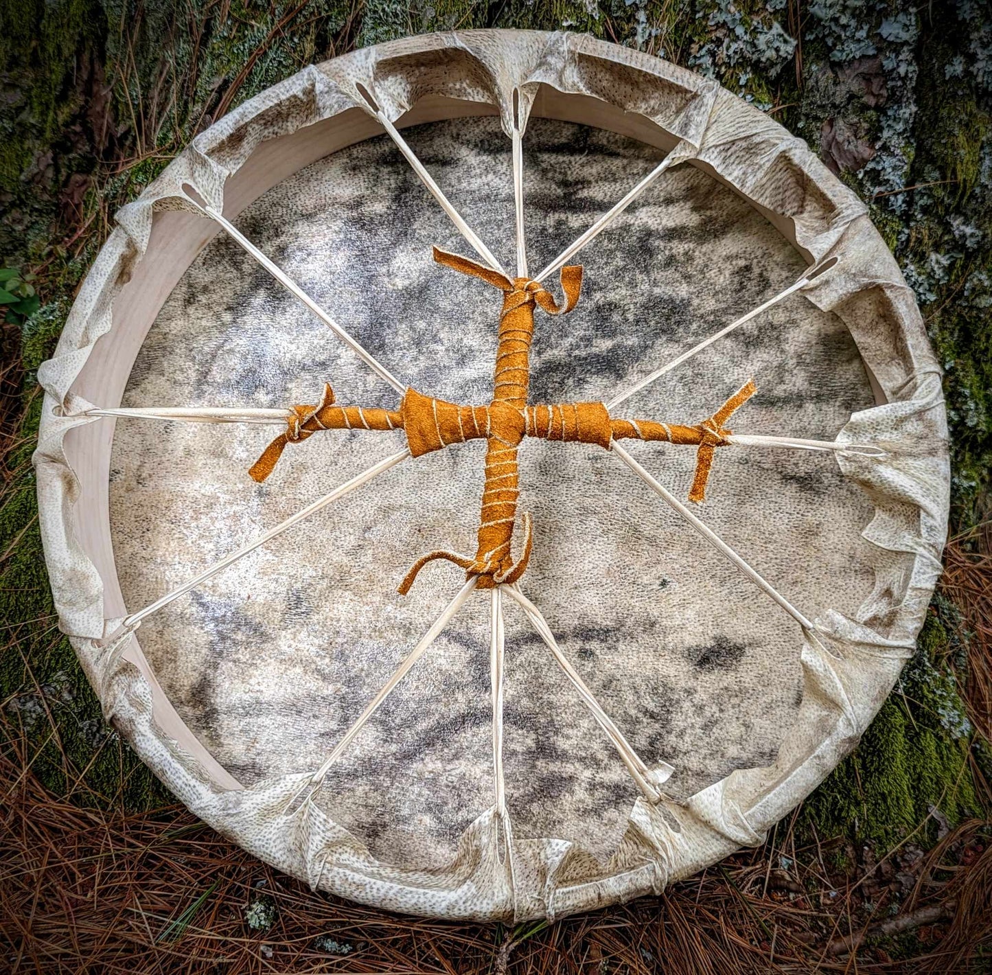 RESERVED - Natural Deep Tone Bear Skin Drum Rare 16" + Alderwood Bear Fur & Leather Beater | Handmade Shaman Drum