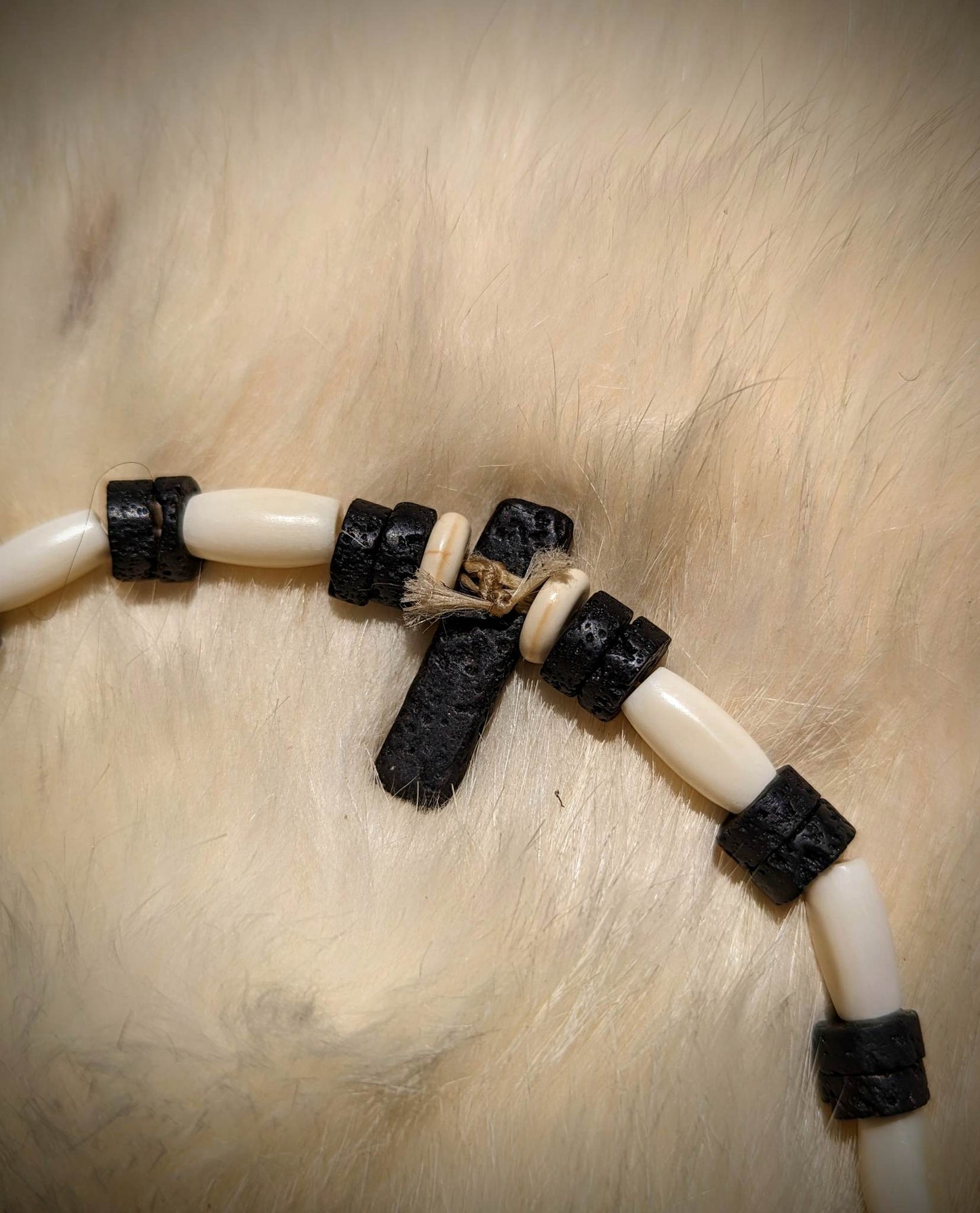 Bison Bone & Lava Bead Elk Knuckle