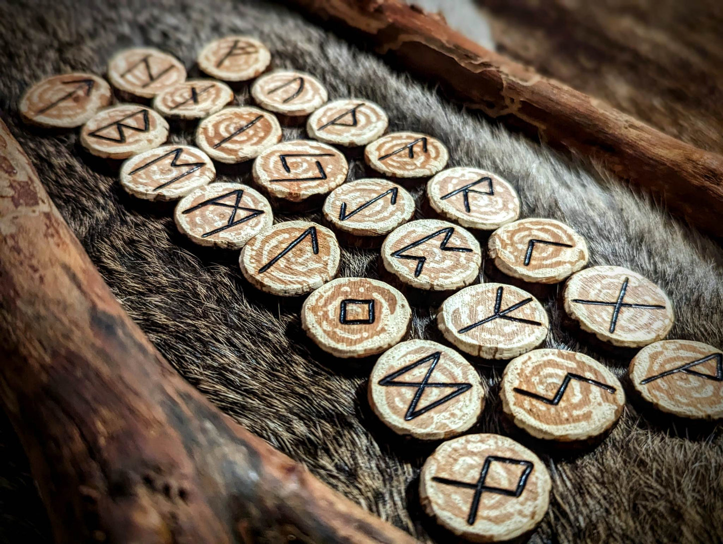 24 Elder Futhark Apple Wood Runes