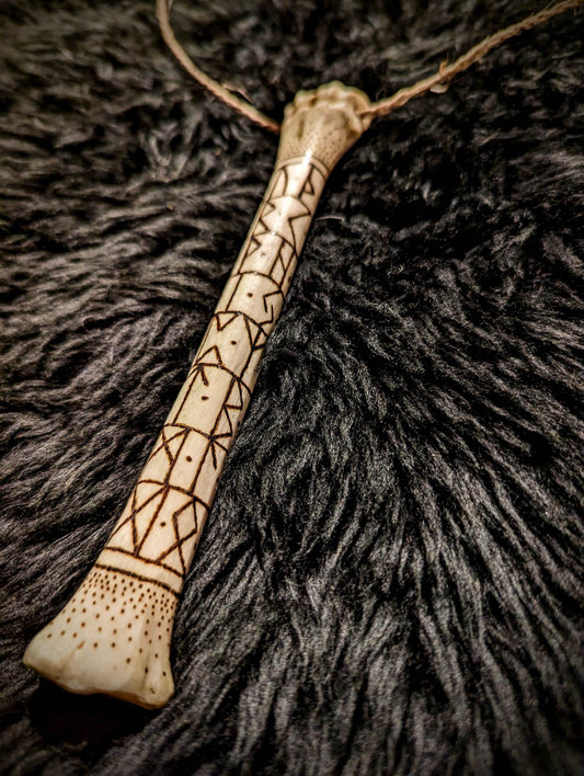 Elder Futhark Rune Bone Talisman on Braided Cord