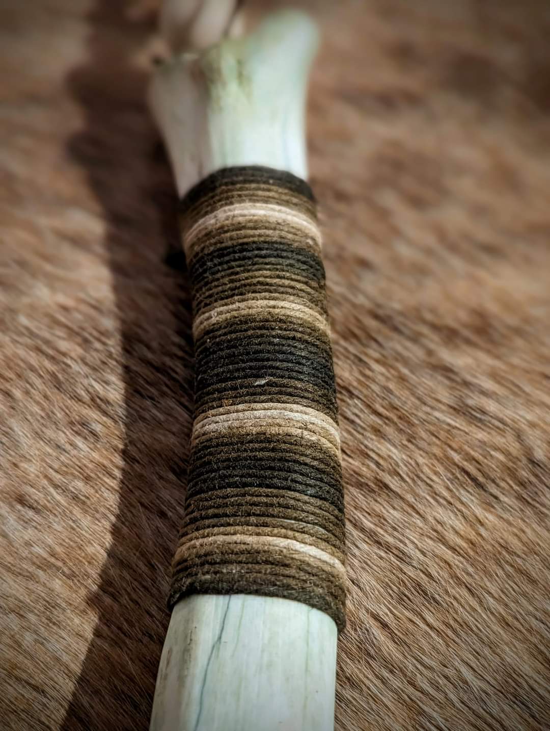Hickory Nut and Deer Bone Nut Rattle With Wood Bead Hanger
