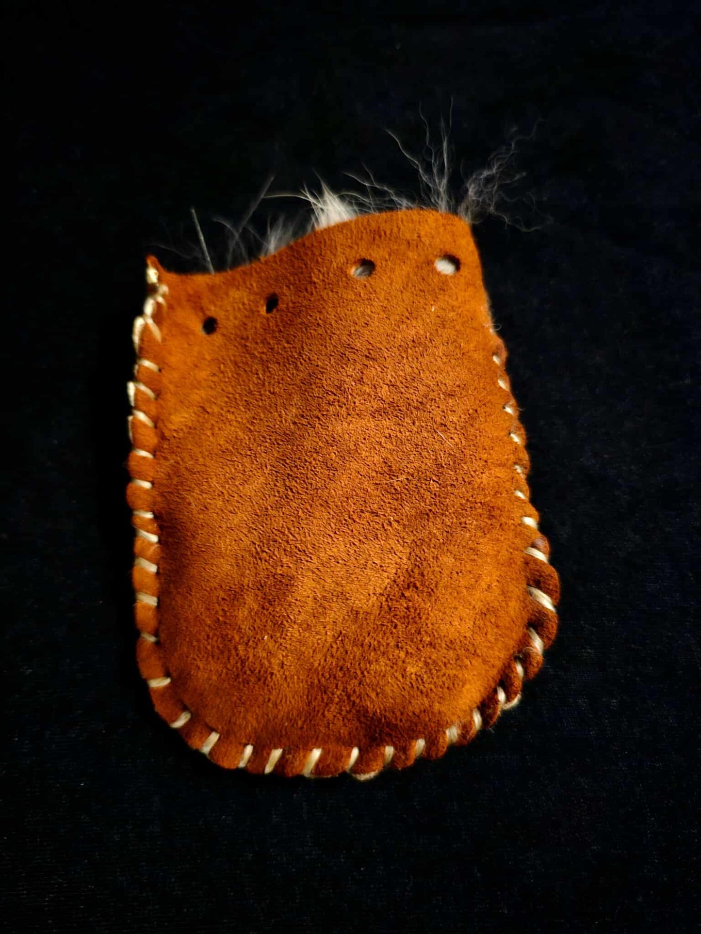 Coyote Fur Buckskin Neck Pouch + Medicine Bag