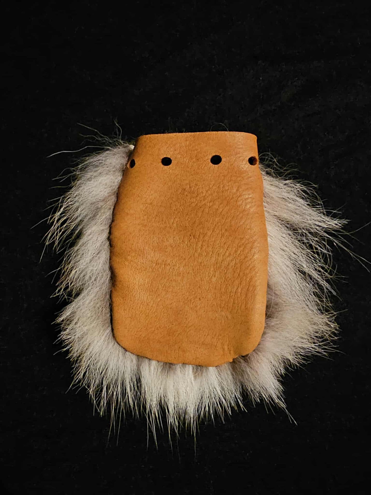 Coyote Fur Buckskin Neck Pouch + Medicine Bag