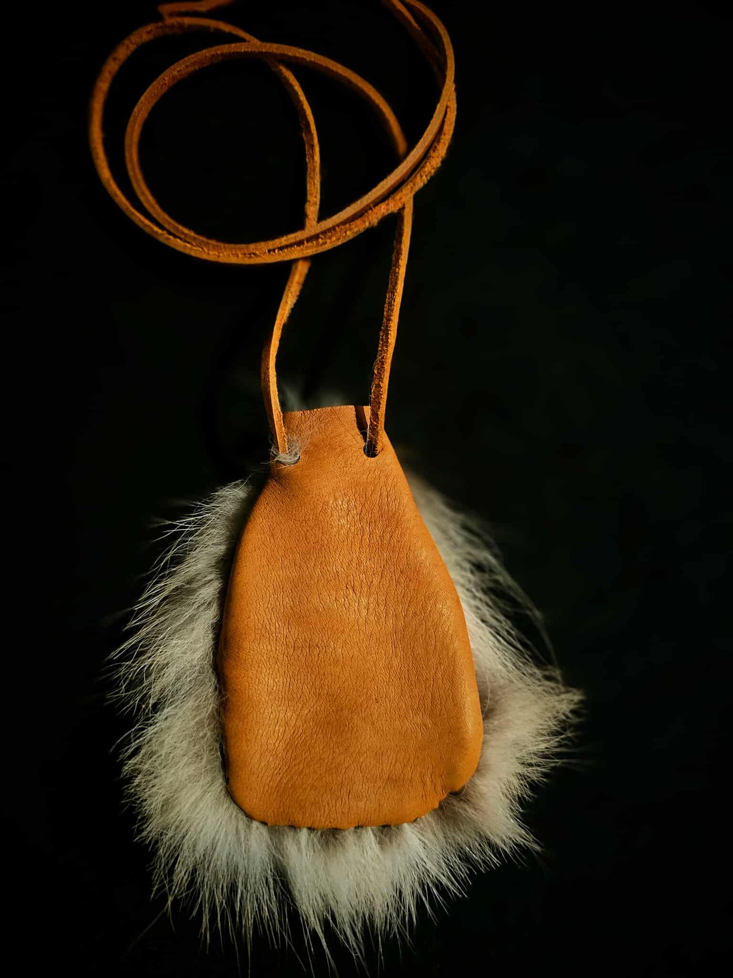 Coyote Fur Buckskin Neck Pouch + Medicine Bag