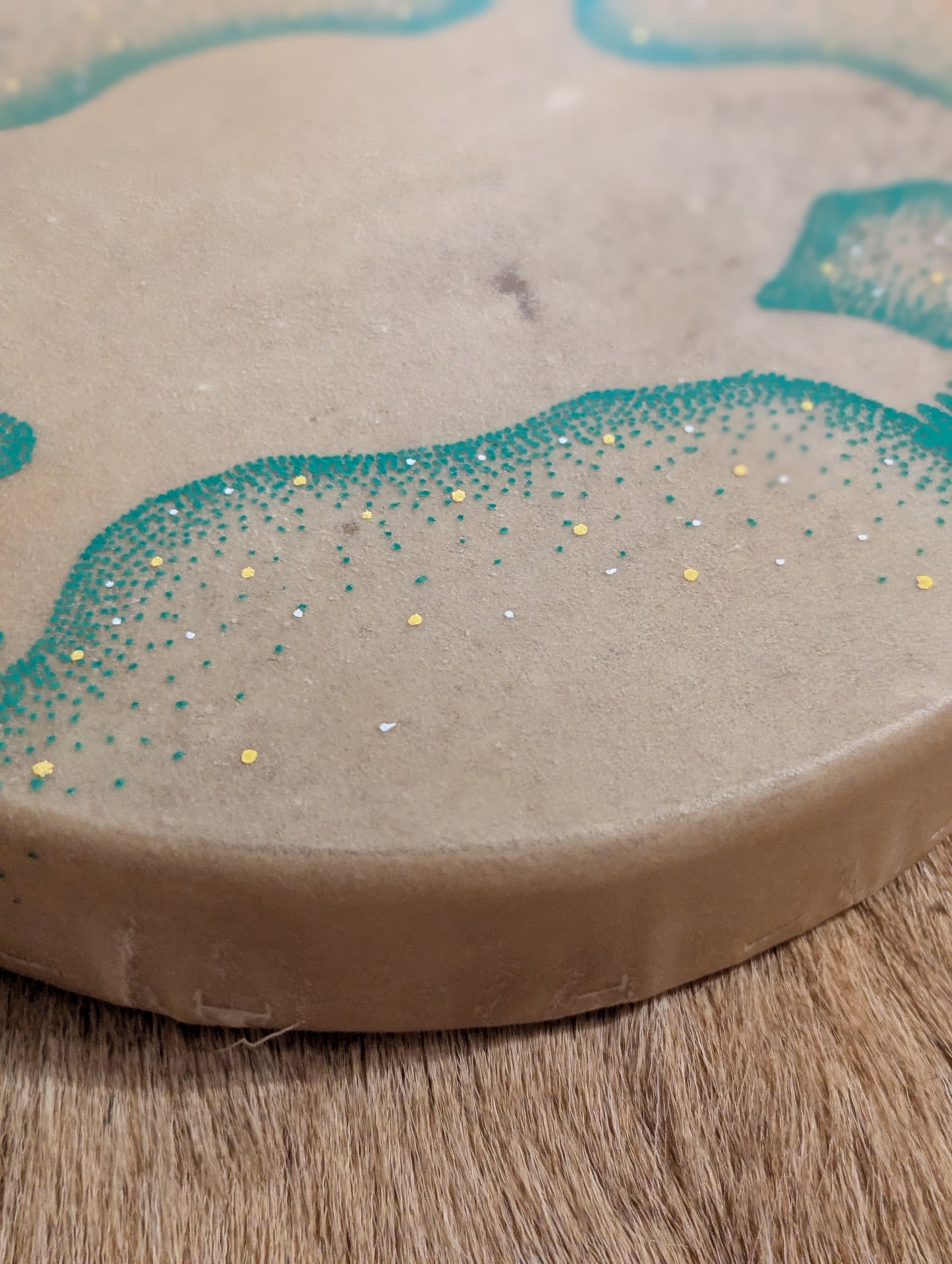 12 Inch Deer Hide Turtle Drum With Beater | Hand Painted | Deer Hide Drum