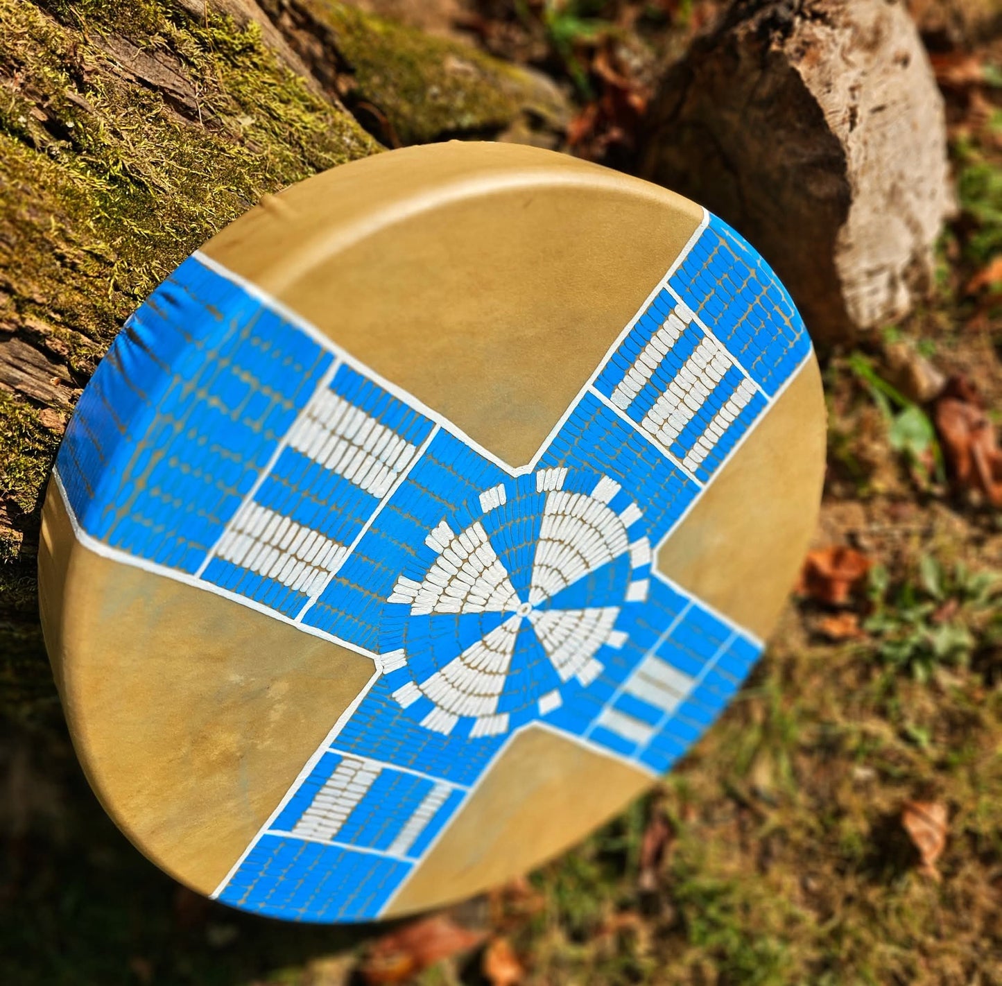 Blue Sky Song 15" Elk Hide Drum | Elk Rawhide Shaman Drum