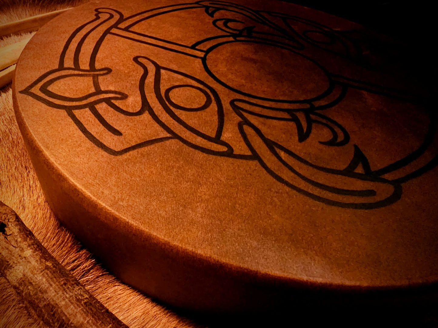 Horse Hide Viking Art Drum 15" With Beater