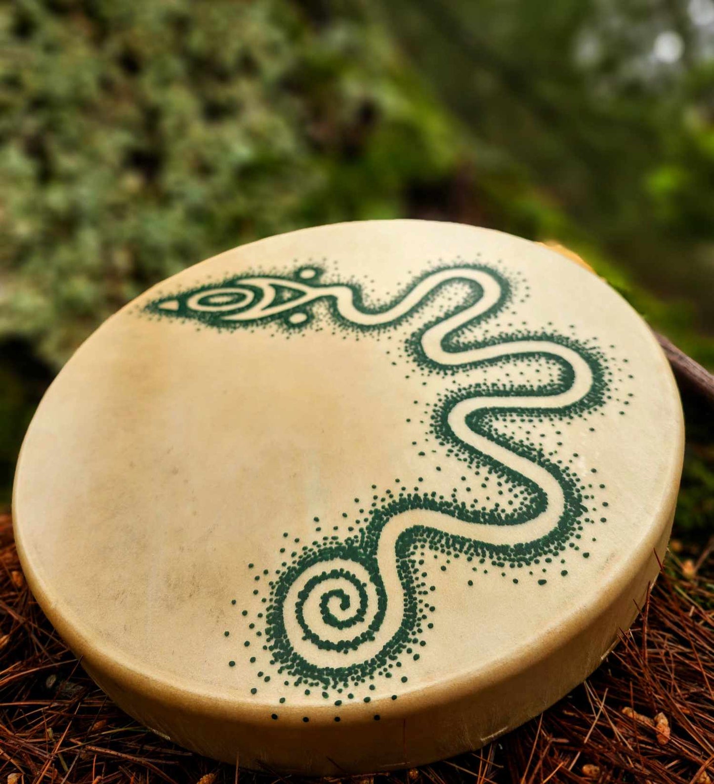 12 Inch Deer Hide Serpent Mound Drum Hand Painted