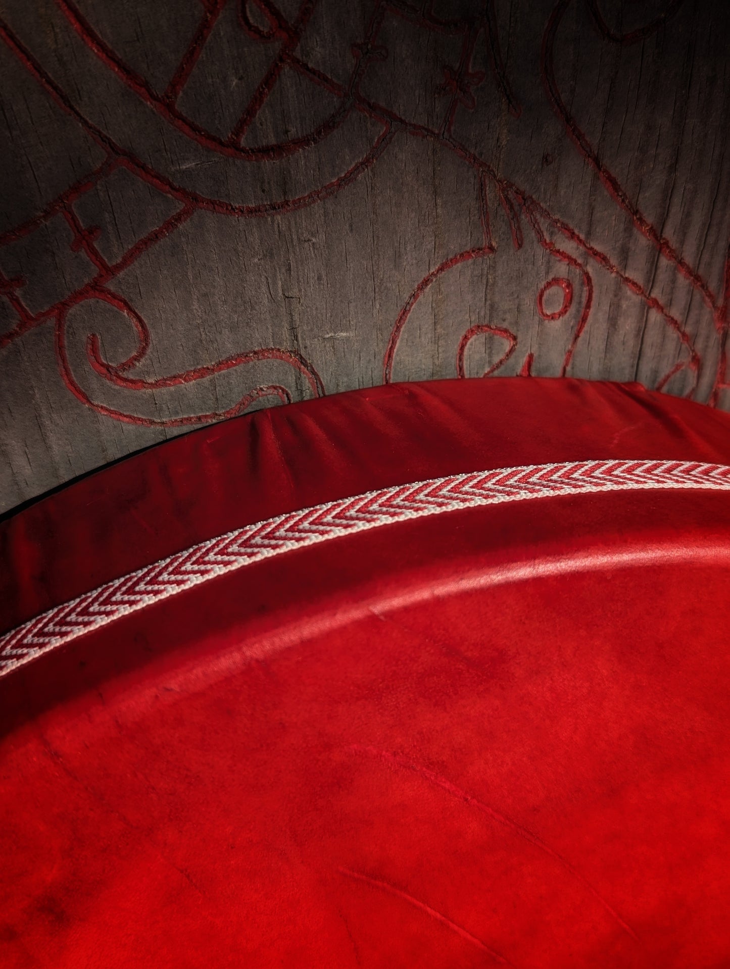 15" Woven Detail Red Deer Hide Deep Frame Drum | Rawhide Drum