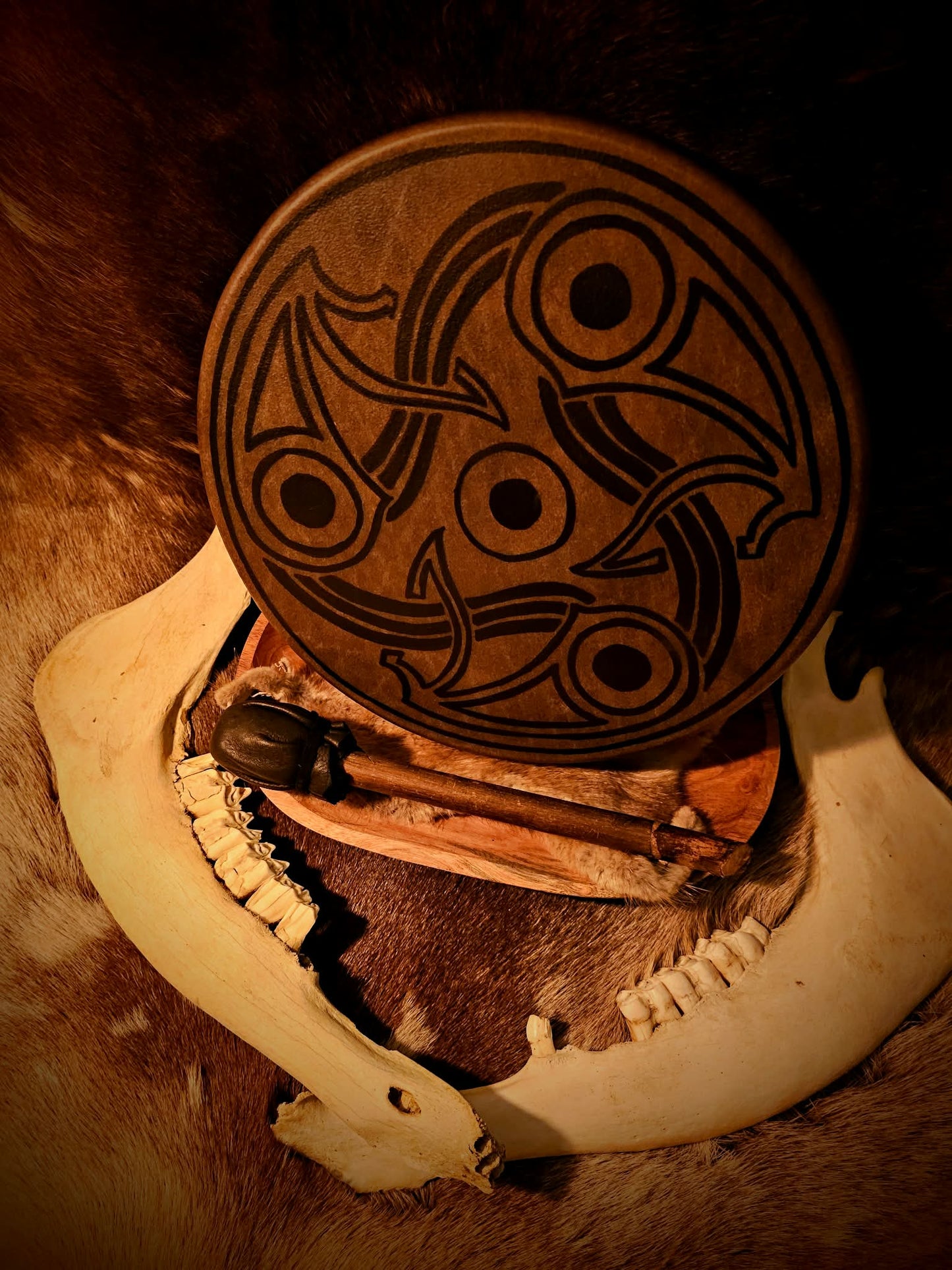 Bison Hide 12" Viking Art Drum With Beater